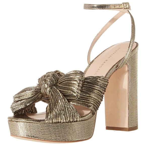 Loeffler Randall Natalia Gold Platform Bow
Heel Size 5 - Picture 1 of 8